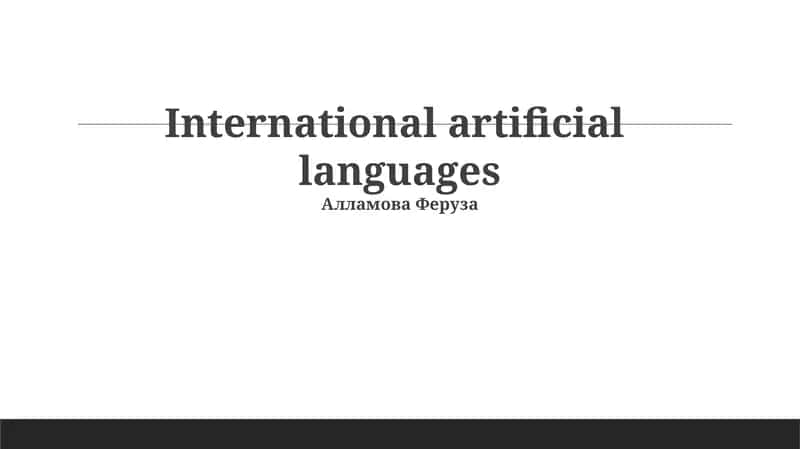 International artificial languages 1