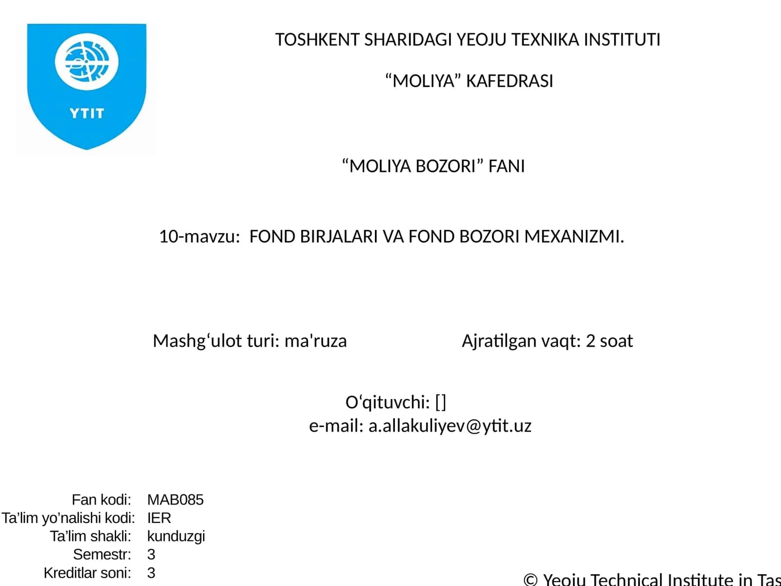 FOND BIRJALARI VA FOND BOZORI MEXANIZMI 1
