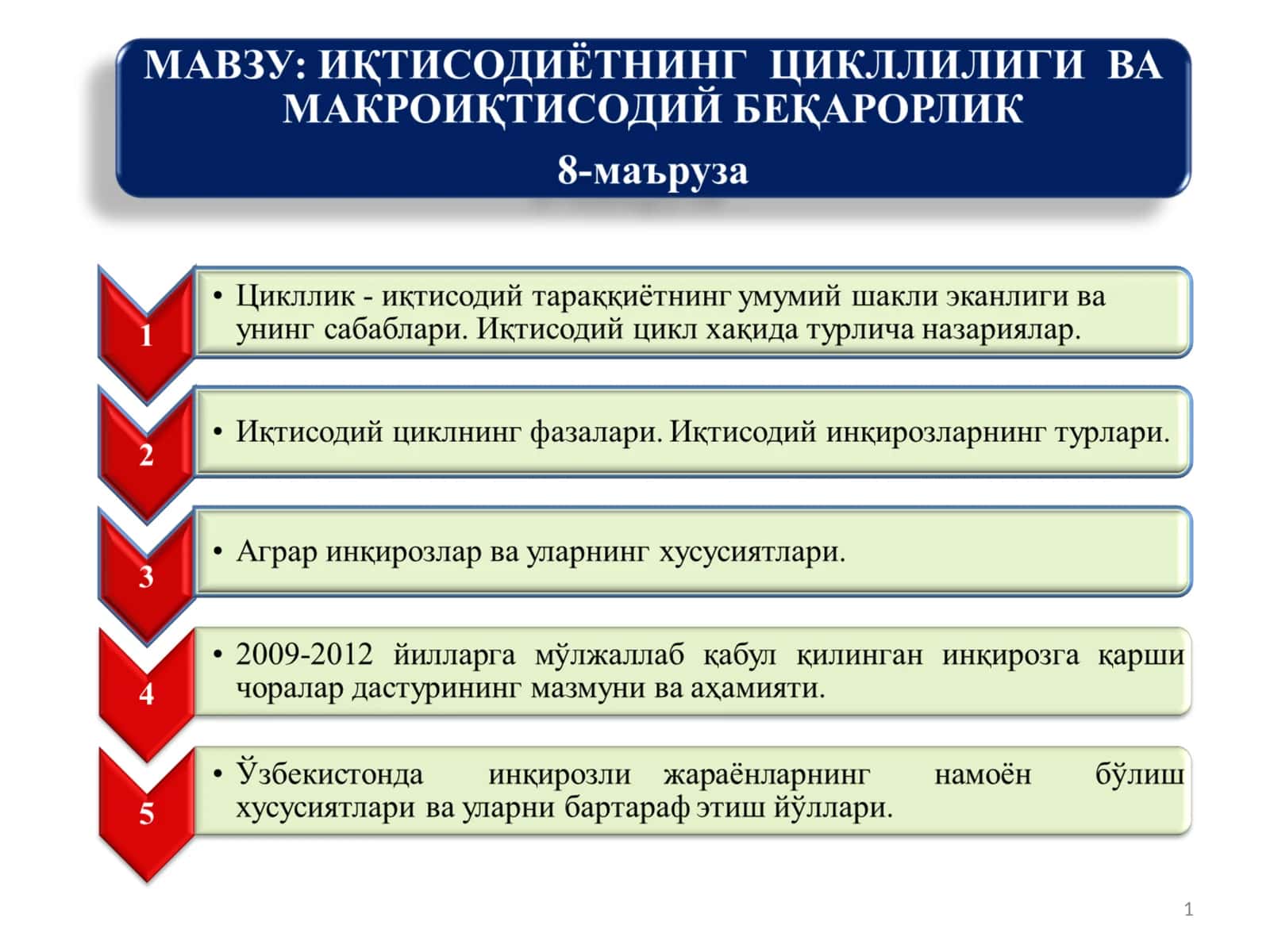 Иқтисодиётнинг циклли ривожланиши 1