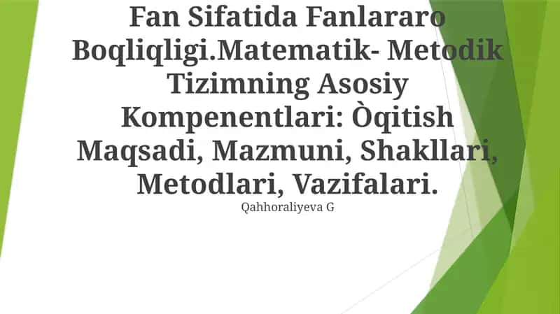 Boshlanĝich Sinfarda Matematika Òqitish Metodikasi 1