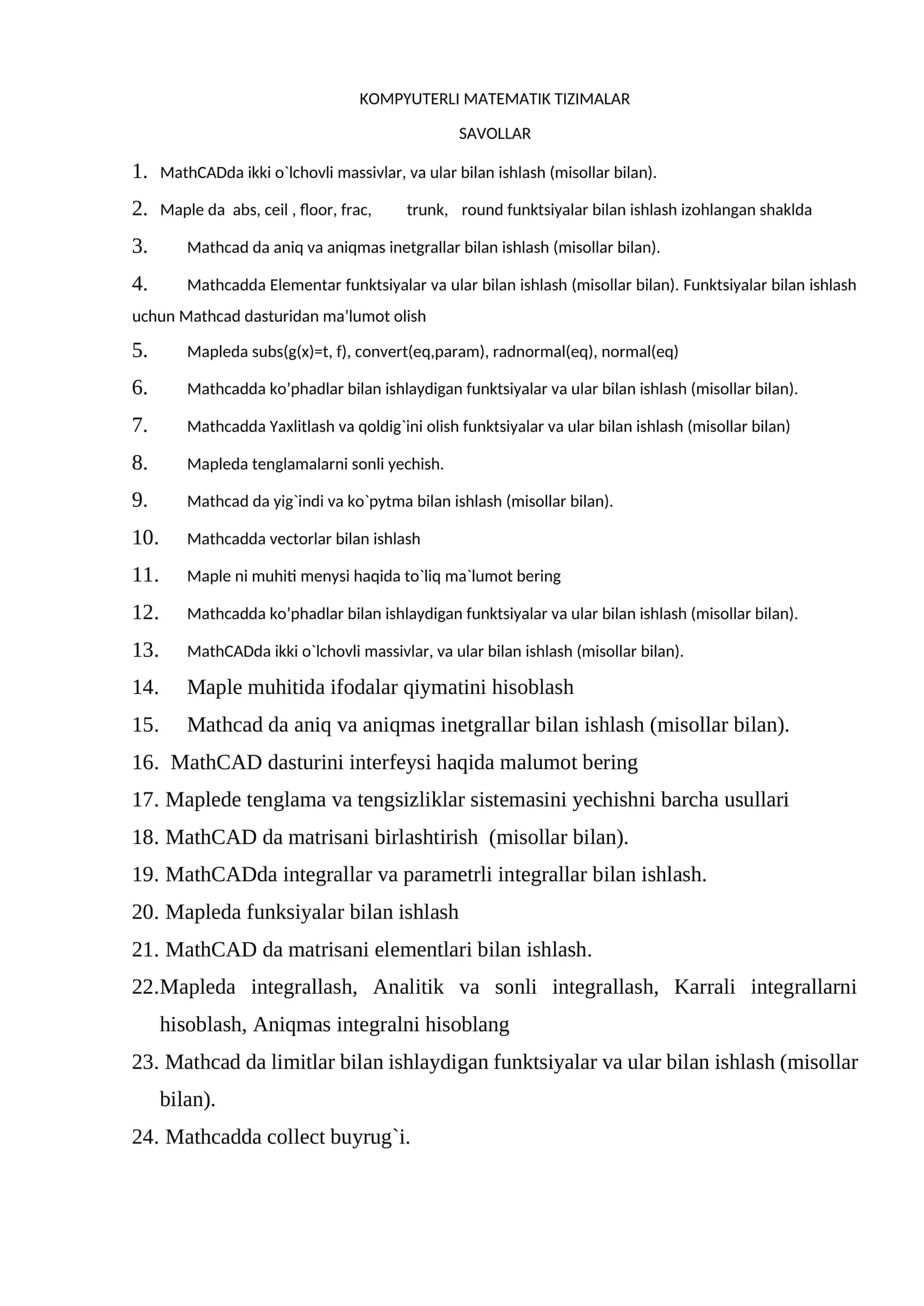 KOMPYUTERLI MATEMATIK TIZIMALAR 1