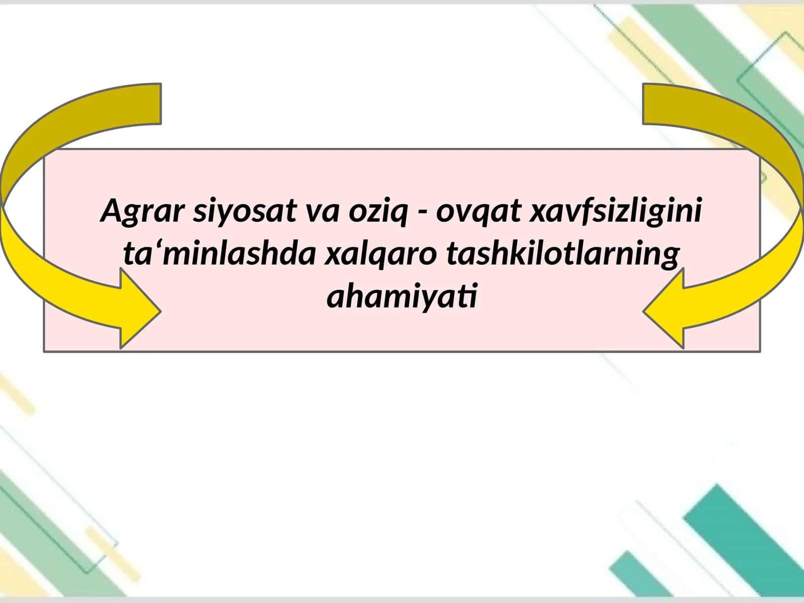 Agrar siyosat va oziq - ovqat xavfsizligini ta‘minlashda xalqaro tashkilotlarning ahamiyati 1