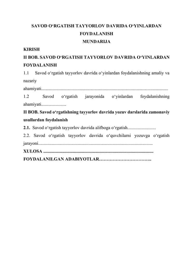 Savod oʻrgatish tayyorlov davrida oʻyinlardan foydalinish 1