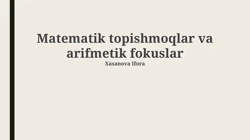 Matematik topishmoqlar va arifmetik fokuslar 1