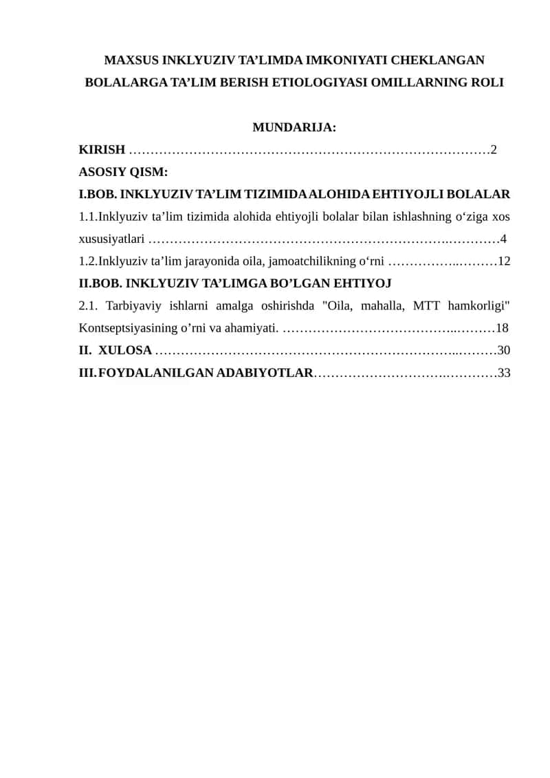 INKLYUZIV TA'LIMDA IMKONIYATI CHEKLANGAN BOLALARGA TA'LIM BERISH ETIOLOGIYASI OMILLARNING ROLI 1
