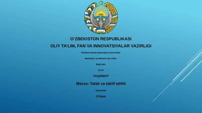 Talab va taklif tahlili 1