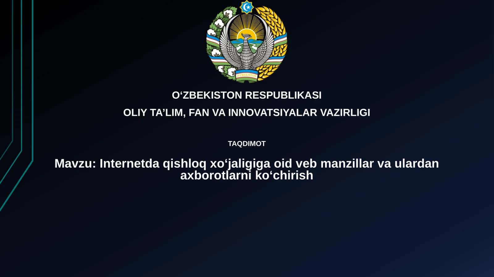 Internetda qishloq xo'jaligiga oid veb manzillar va ulardan axborotlarni ko'chirish 1