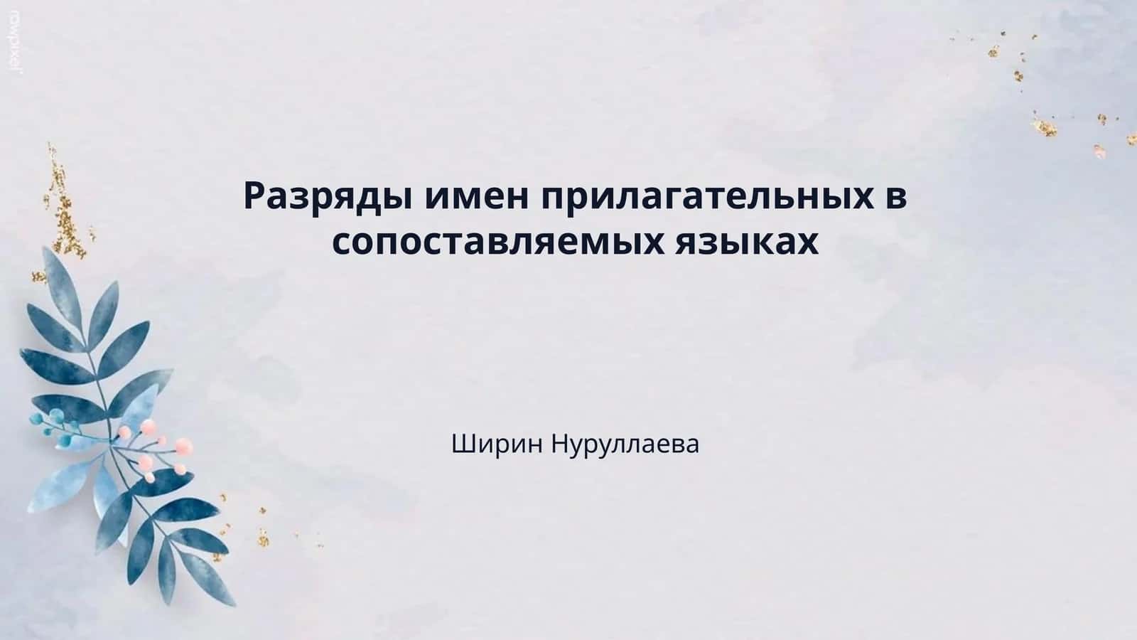 Разряды имен прилагательных в сопоставляемых языках 1
