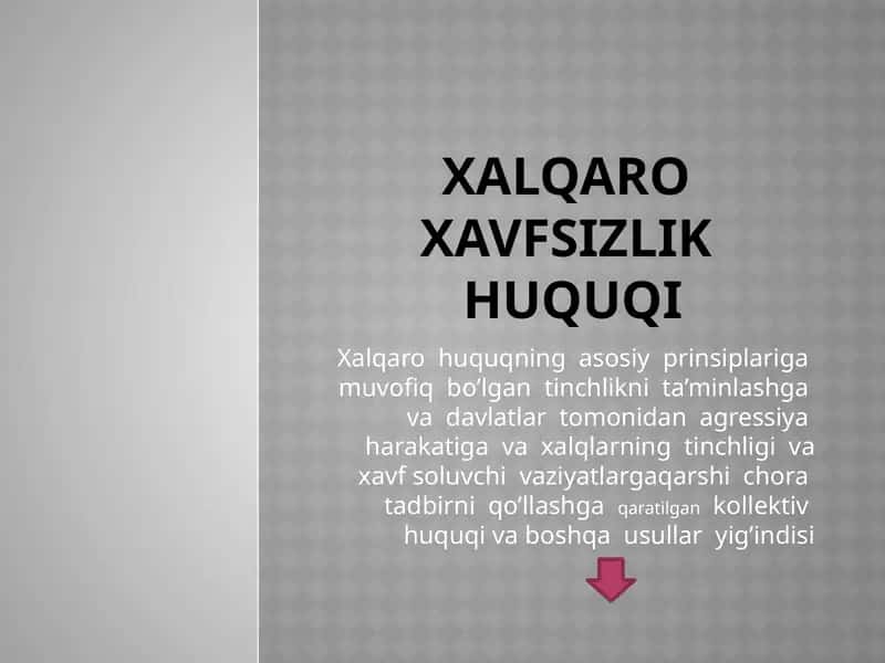 Xalqaro xavfsizlik huquqi 1