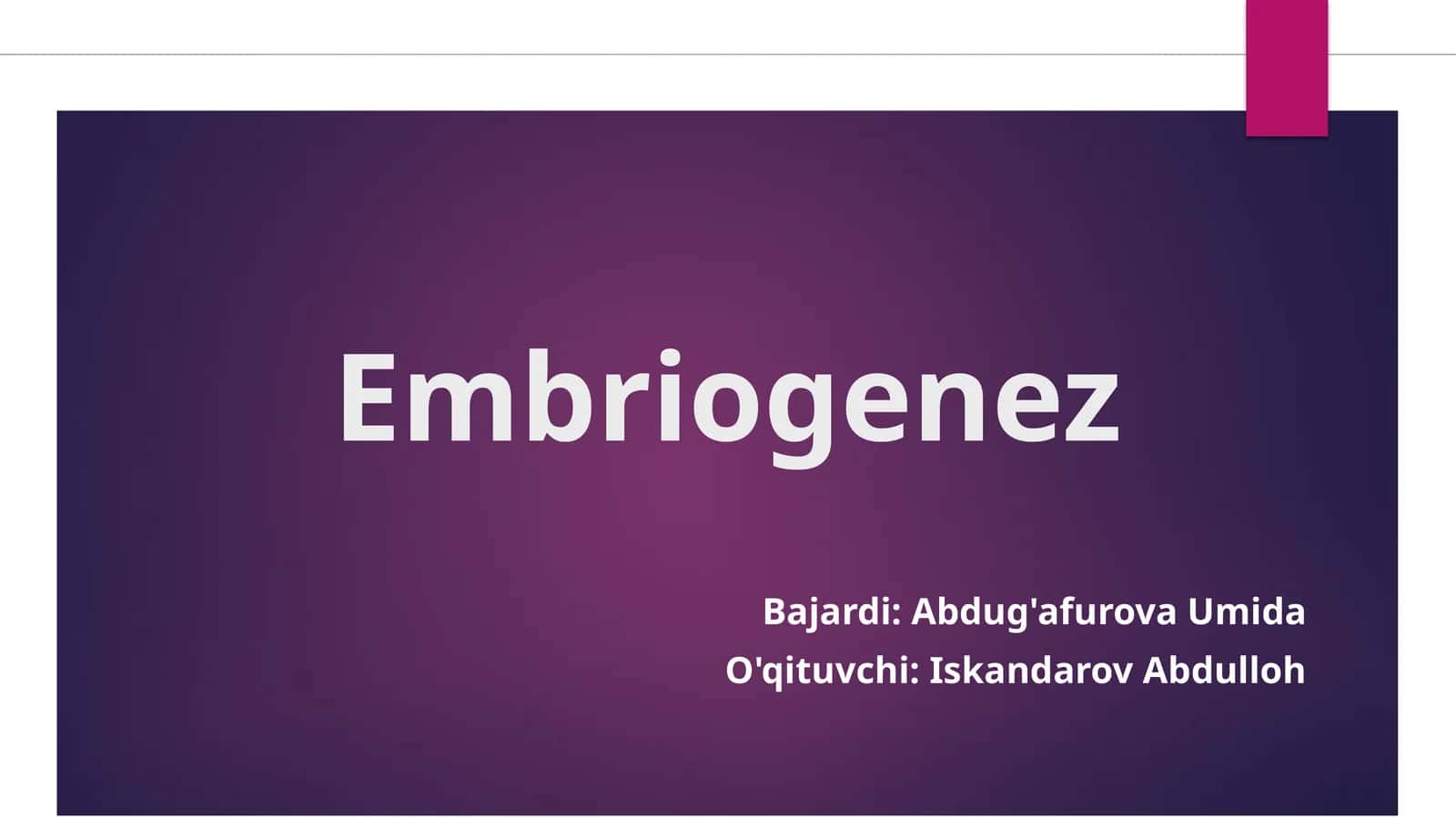 Embriogenez 1