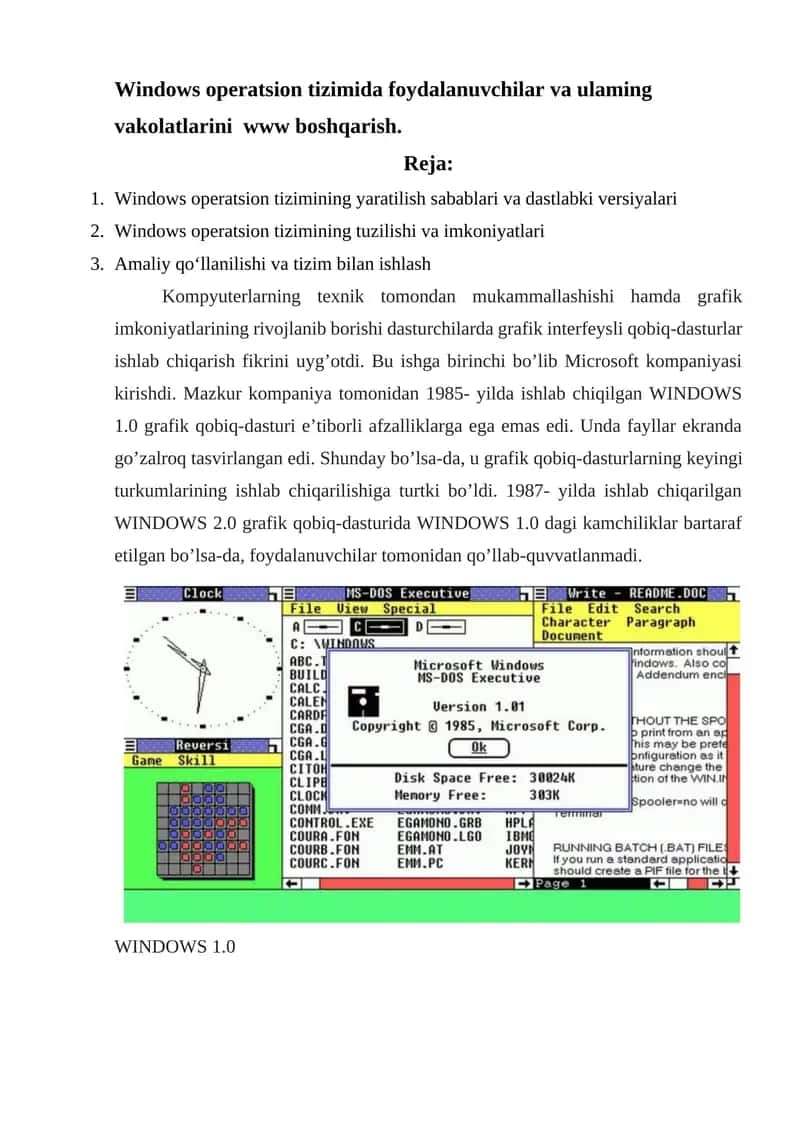 Windows operatsion tizimi 1