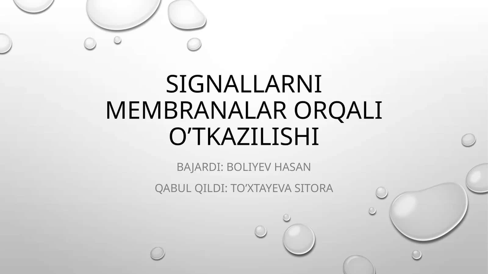 Signallarni membranalar orqali o’tkazilishi 1