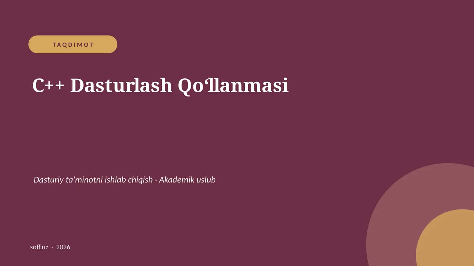 C++ Dasturlash Qo‘llanmasi 1