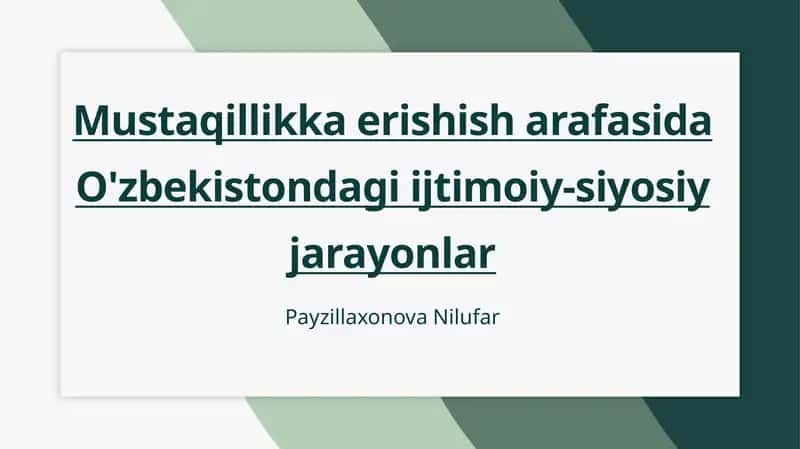 Mustaqillikka erishish arafasida O'zbekistondagi ijtimoiy-siyosiy jarayonlar 1