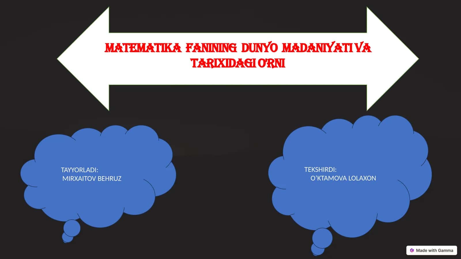 Matematika Fanining Dunyo Madaniyati va Tarixidagi O'rni 1
