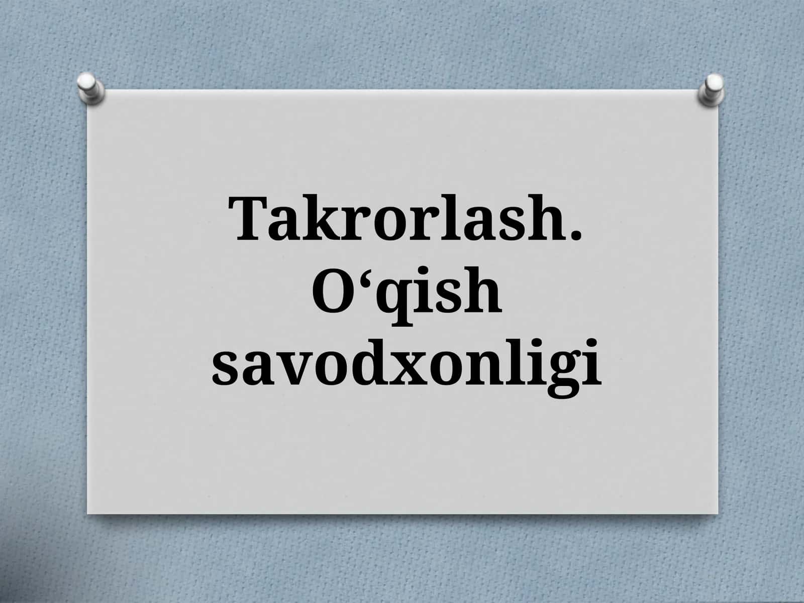 10-sinf Ona tili fanidan Takrorlash dars ishlanmasi. O'qish savodxonligi 1
