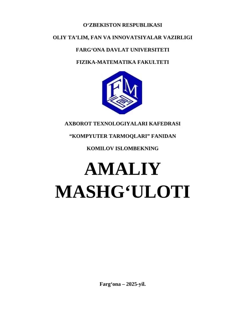 Tarmoq protokoli va marshrutlash protokollari 1