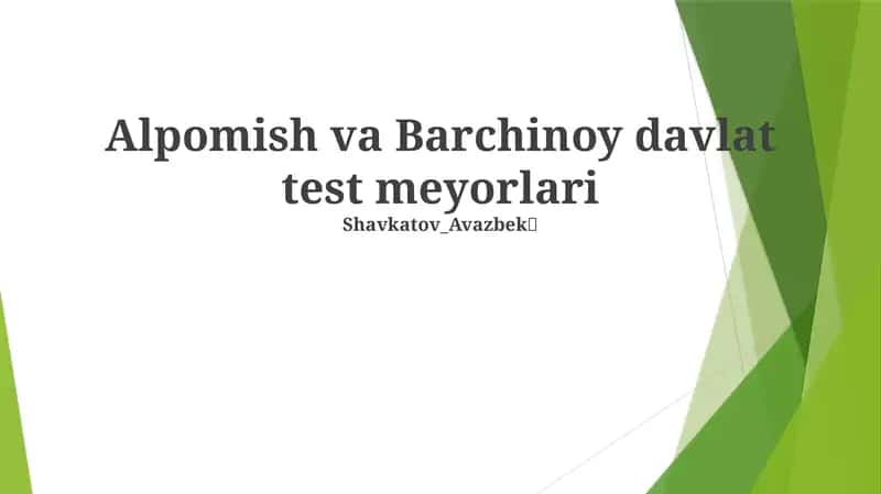 Barçinoy: Barçinoy Davlat Test Standartlari 1