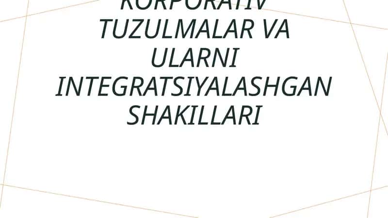 Korporativ tuzulmalar va ularni integratsiyalashgan shakillari 1