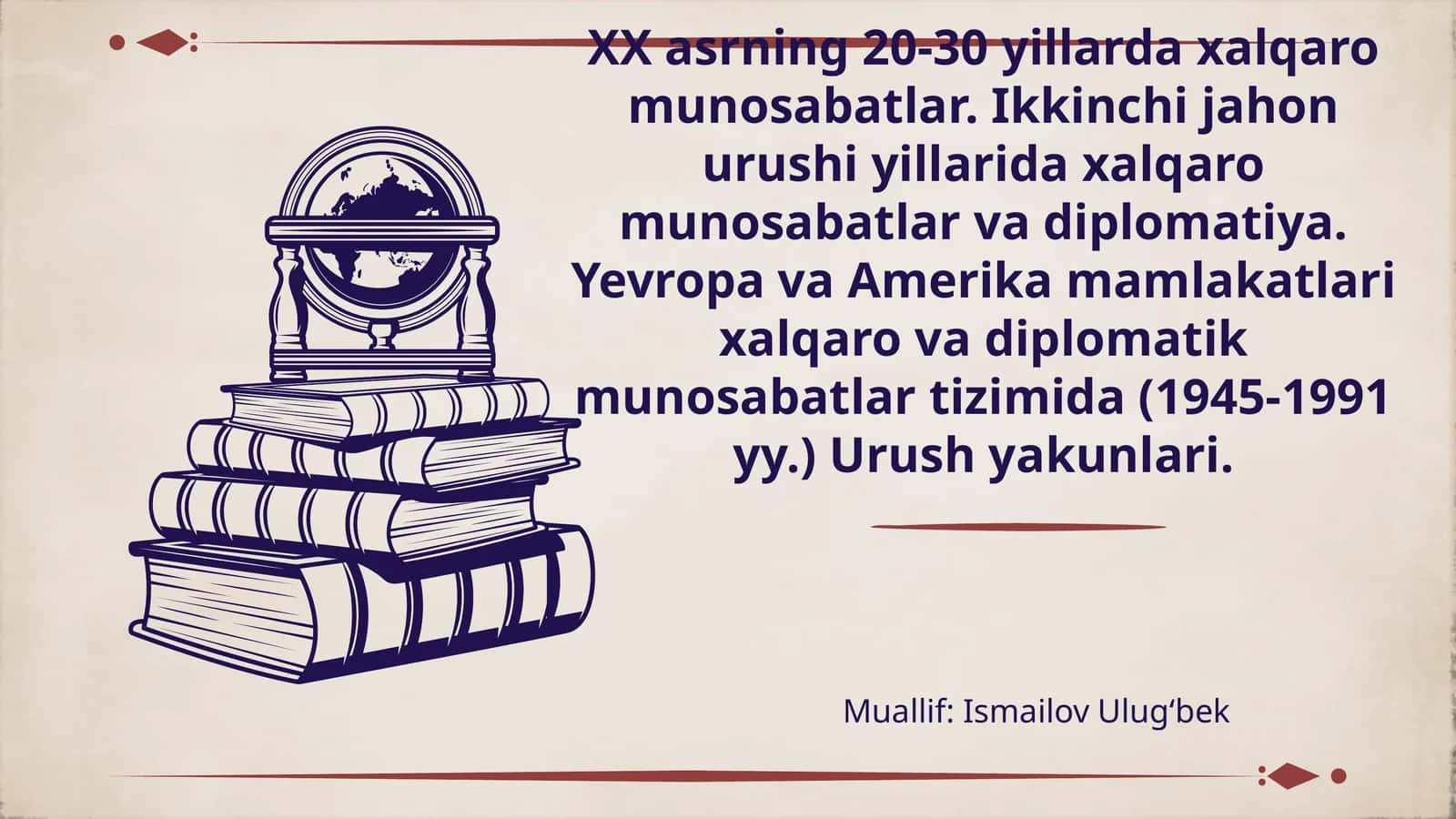 XX asrning 20-30 yillarda xorijiy va diplomatik munosabatlar 1