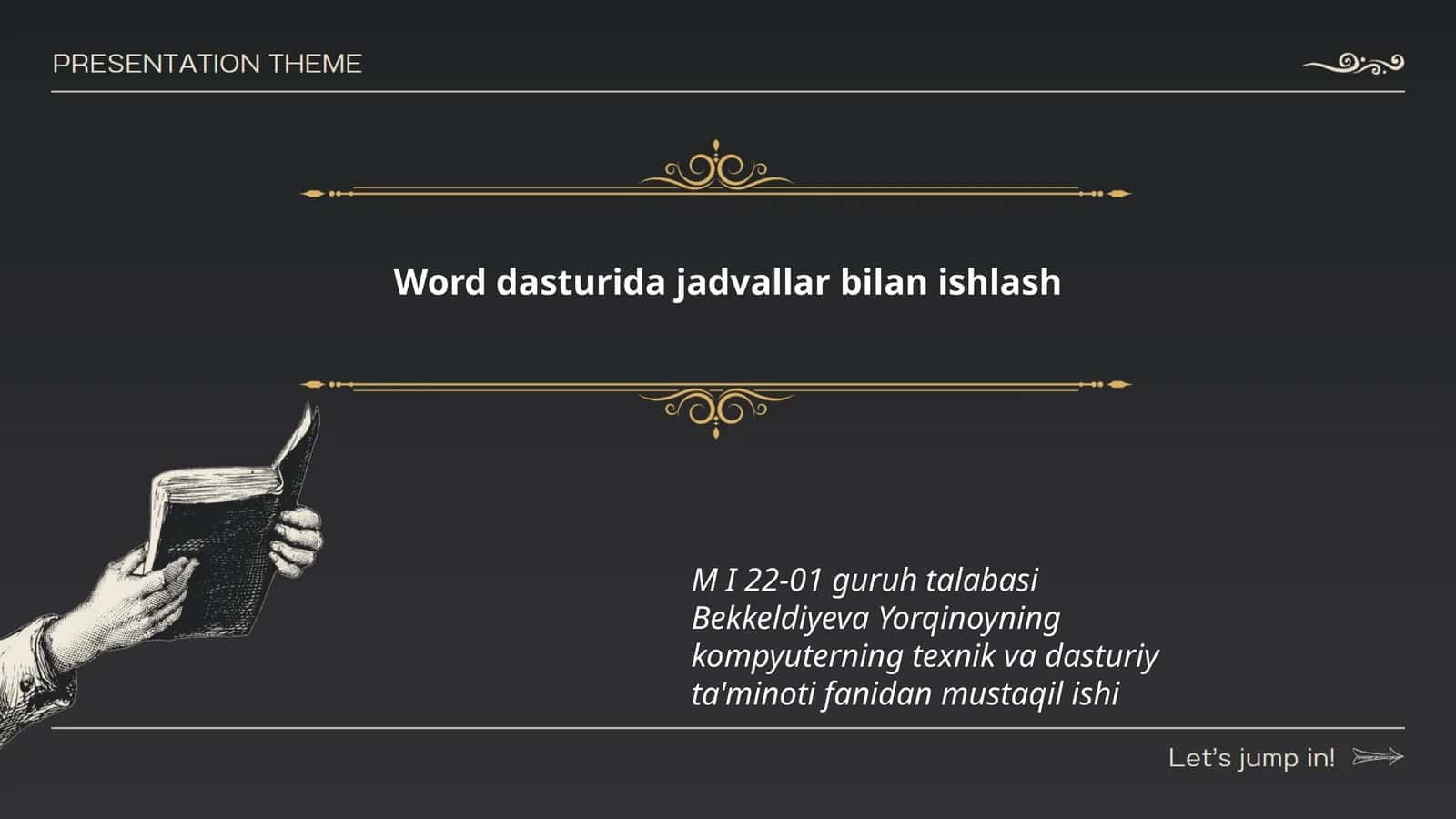 Word dasturida jadvallar bilan ishlash 1