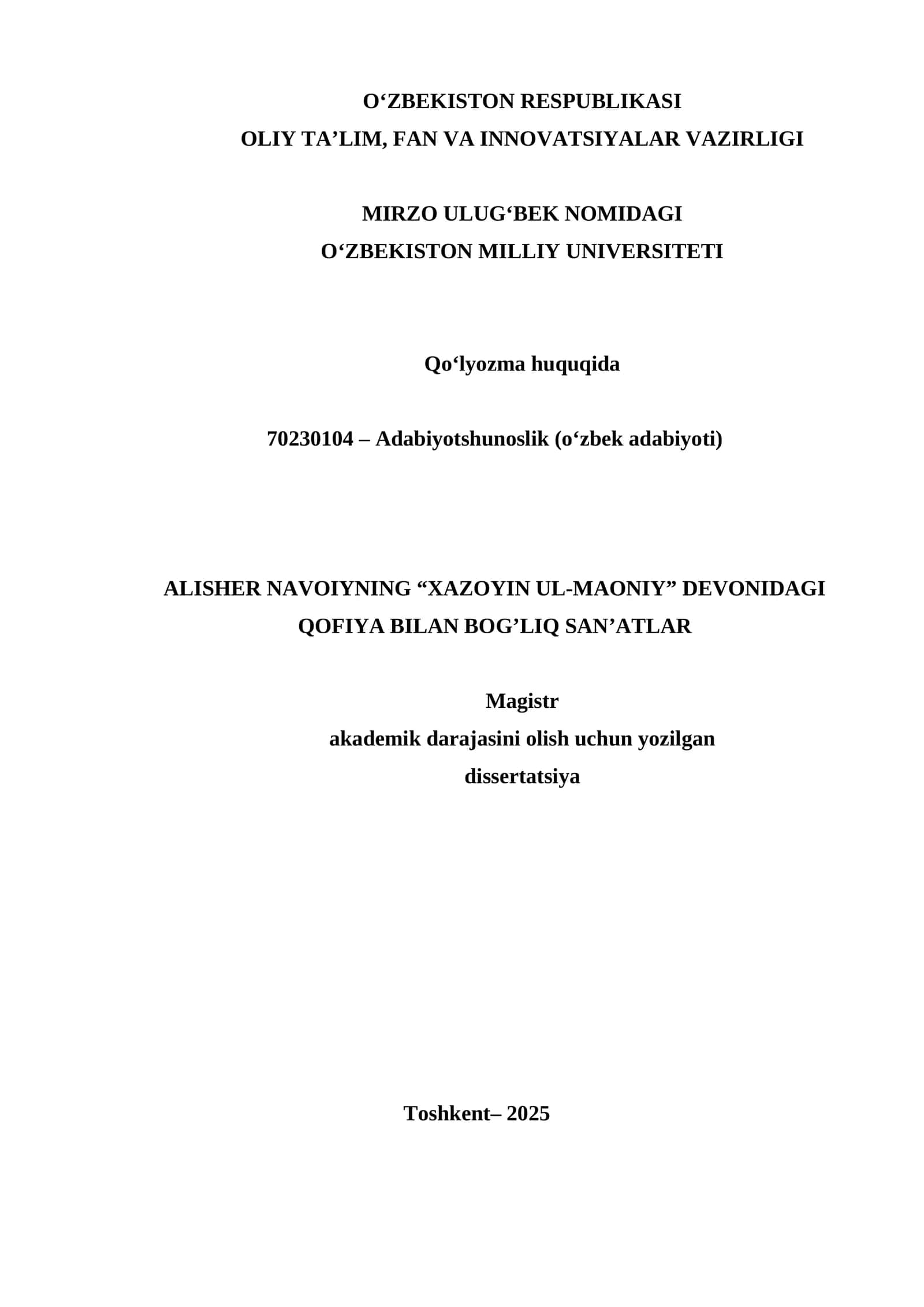 Alisher Navoiyning "Xazoyin ul-maoniy" devonidagi qofiya bilan bog’liq san’atlar 1