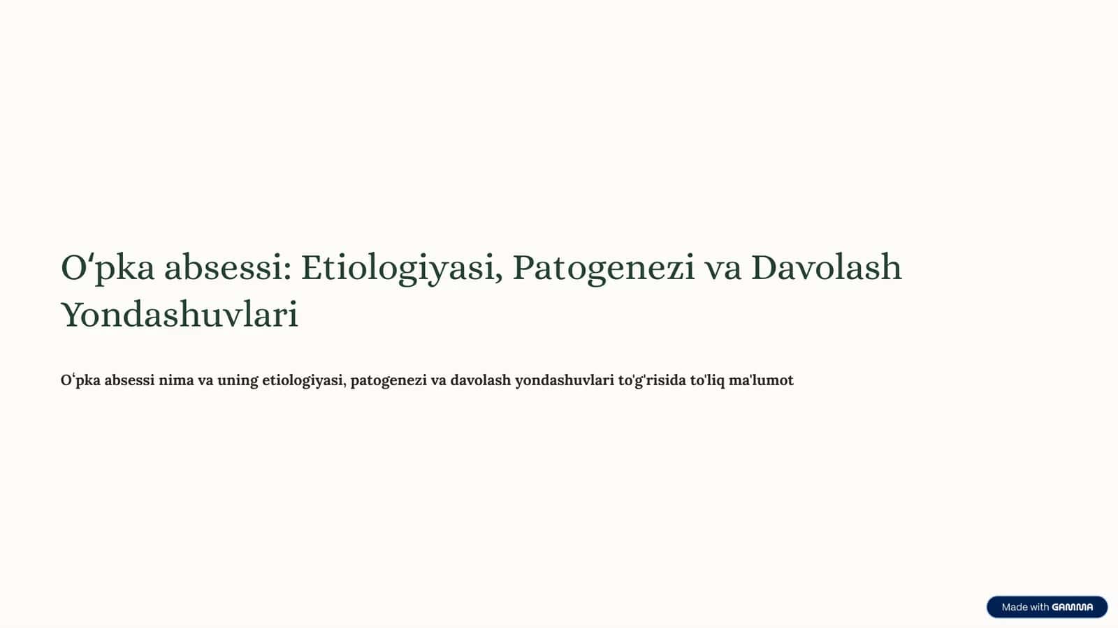 Oʻpka absessi etialogiyasi patogenezi va davolash yondashuvlari 1