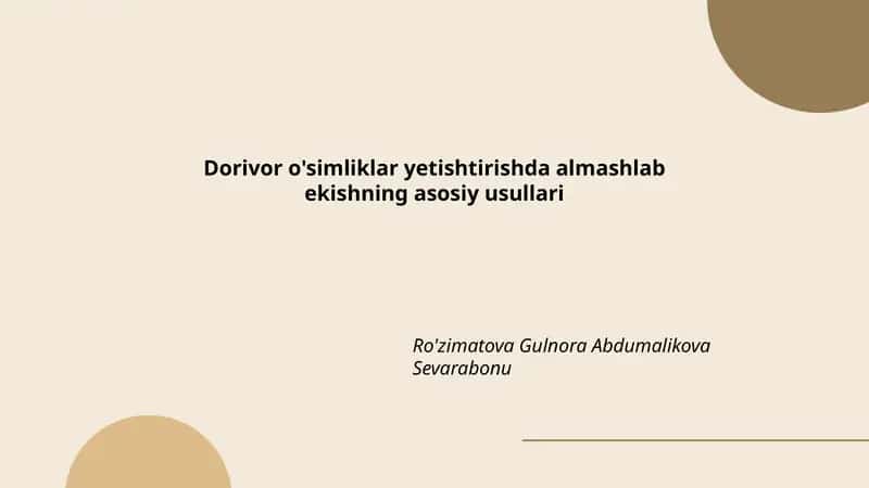 Almashlab ekishning asosiy usullari 1