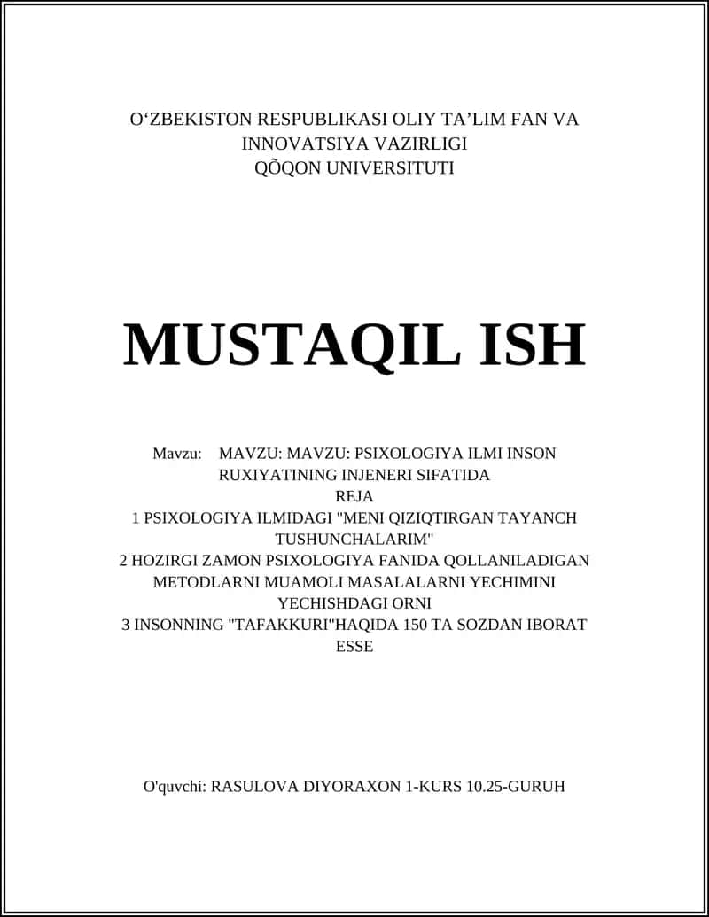 Psixologiya ilmidagi meni qiziqtirgan tayanch tushunchalar 1
