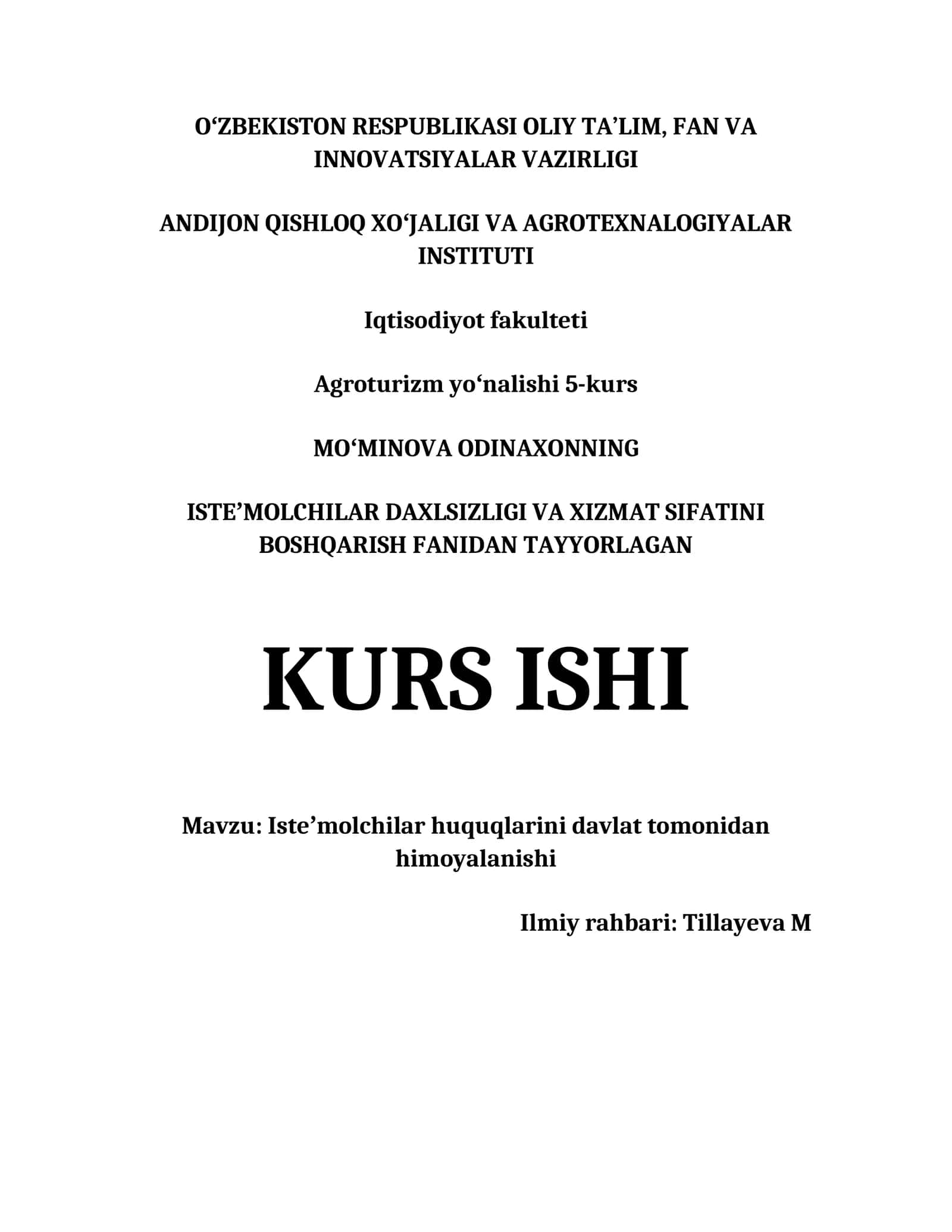Isteʼmolchilar huquqlarini davlat tomonidan himoyalanishi 1