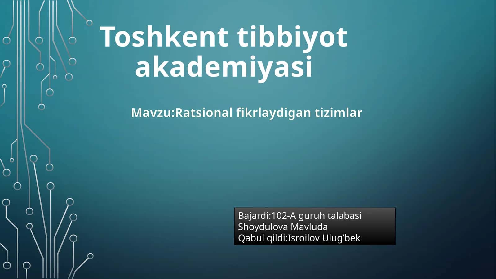 Ratsional fikrlaydi gan tizimlar 1