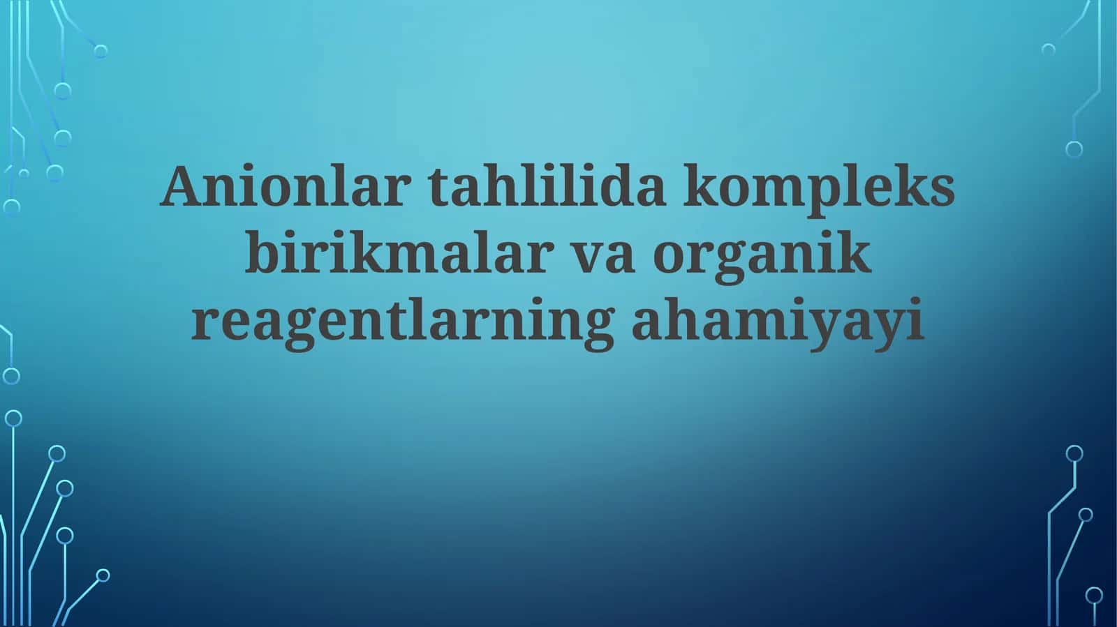 Kompleks birikmalar va organik reagentlar 1