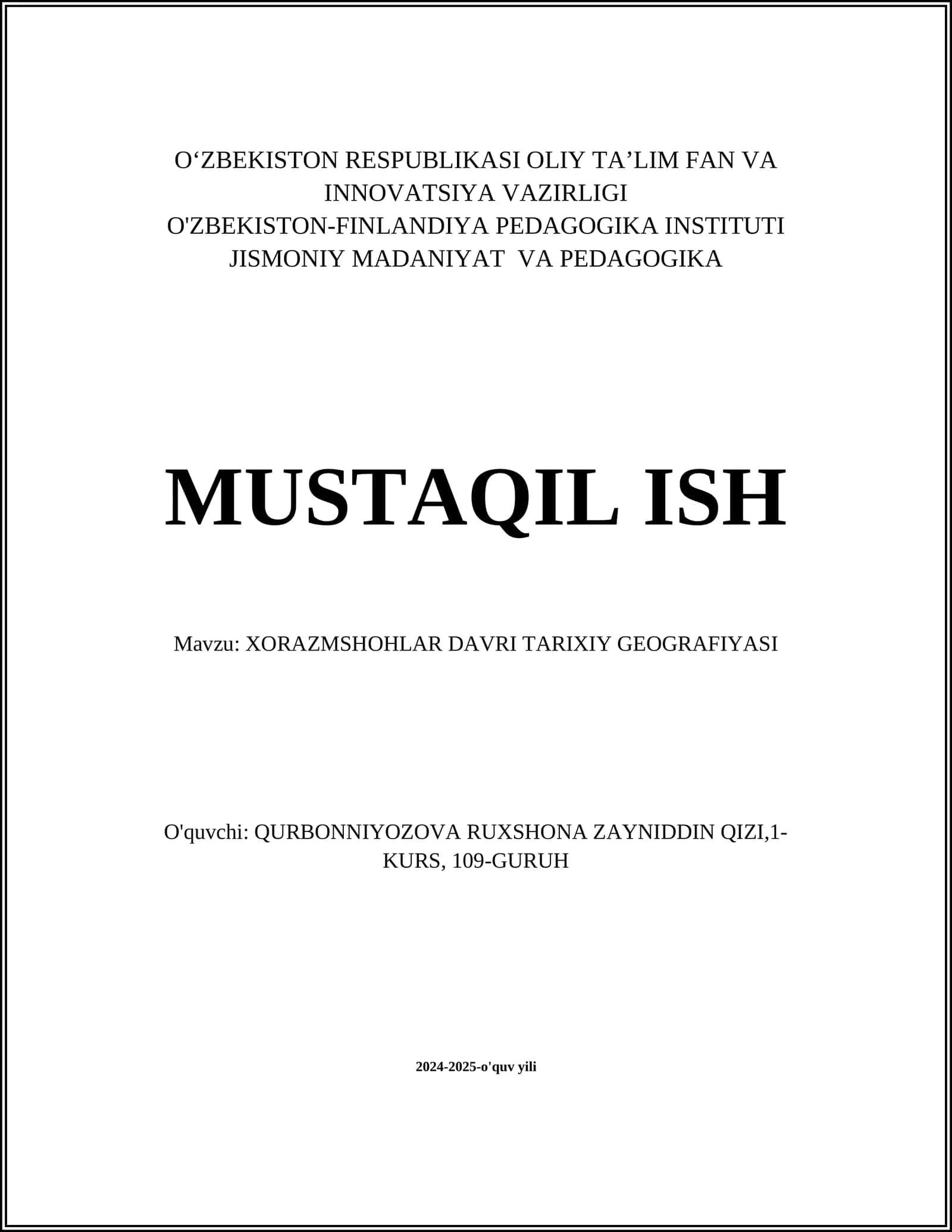 XORAZMSHOHLAR DAVRI TARIXIY GEOGRAFIYASI 1