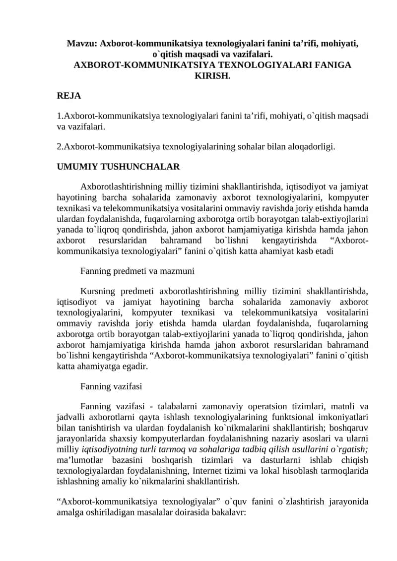 Axborot-kommunikatsiya texnologiyalari 1