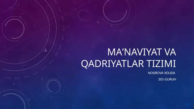 Maʼnaviyat va Qadriyatlar Tizimi 1