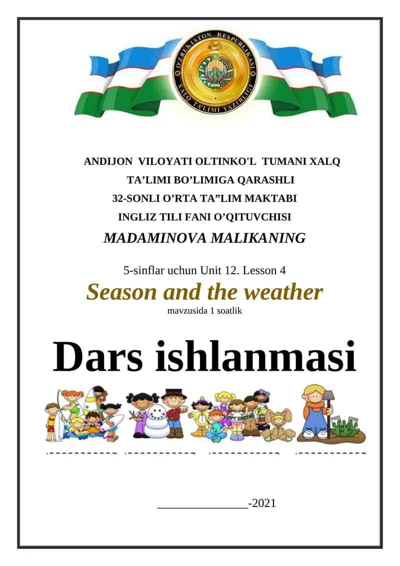 5-sinflar uchun Unit 12. Lesson 4 Season and the weather 1