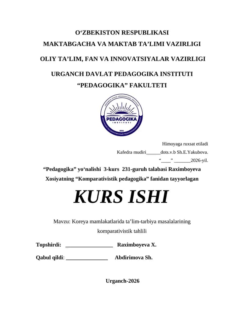 Koreya mamlakatlarida ta’lim-tarbiya masalalarining komparativistik tahlili 1