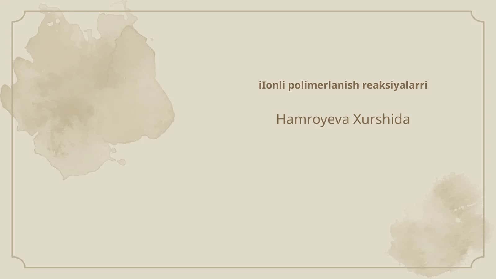 Ionli polimerlanish reaksiyalarri 1