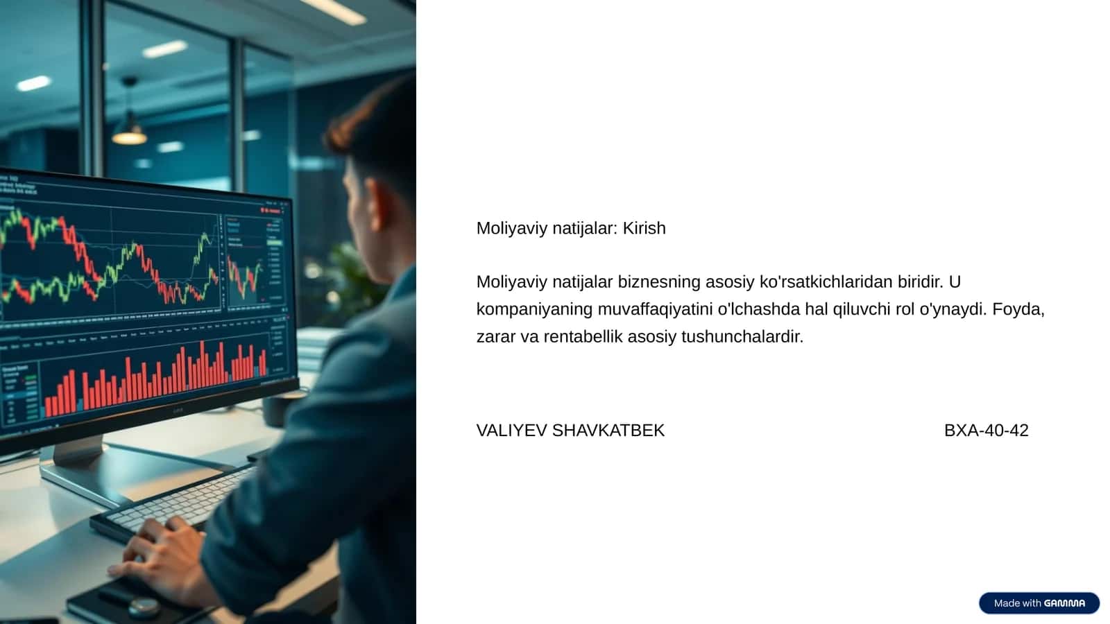 Moliyaviy natijalar: Kirish 1