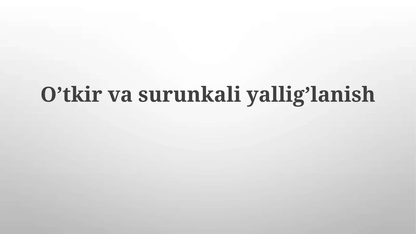 O'tkir va surunkali yallig'lanish 1