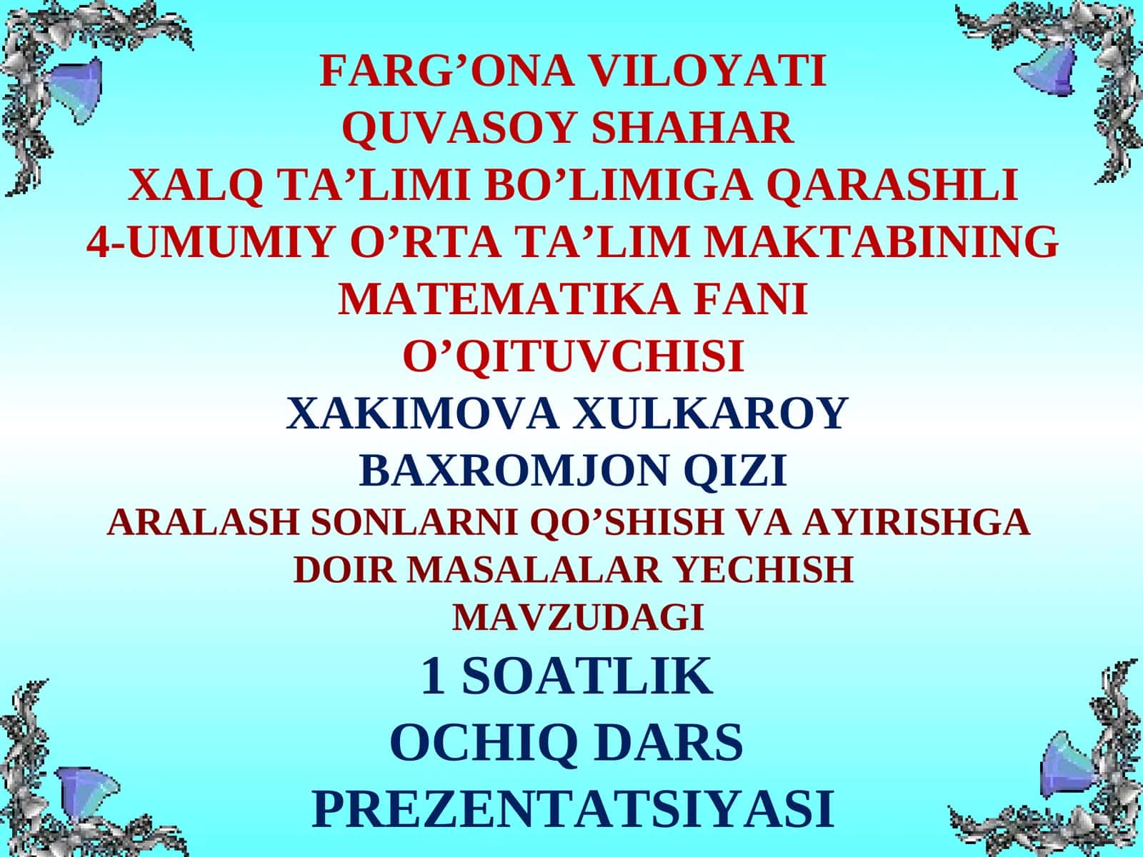 Mavzu: Masalalar yechish, Aralash sonlar 1