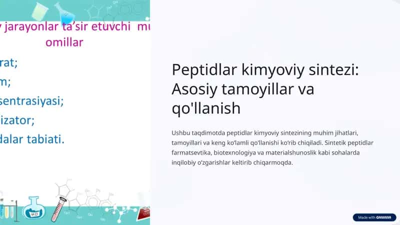 Peptidlar kimyoviy sintezi: Asosiy tamoyillar va qo'llanish 1