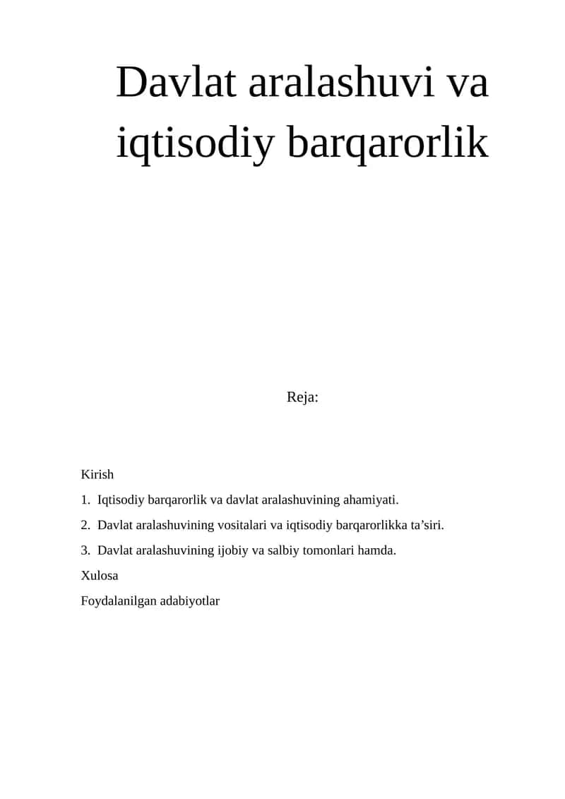 Davlat aralashuvi va iqtisodiy barqarorlik 1