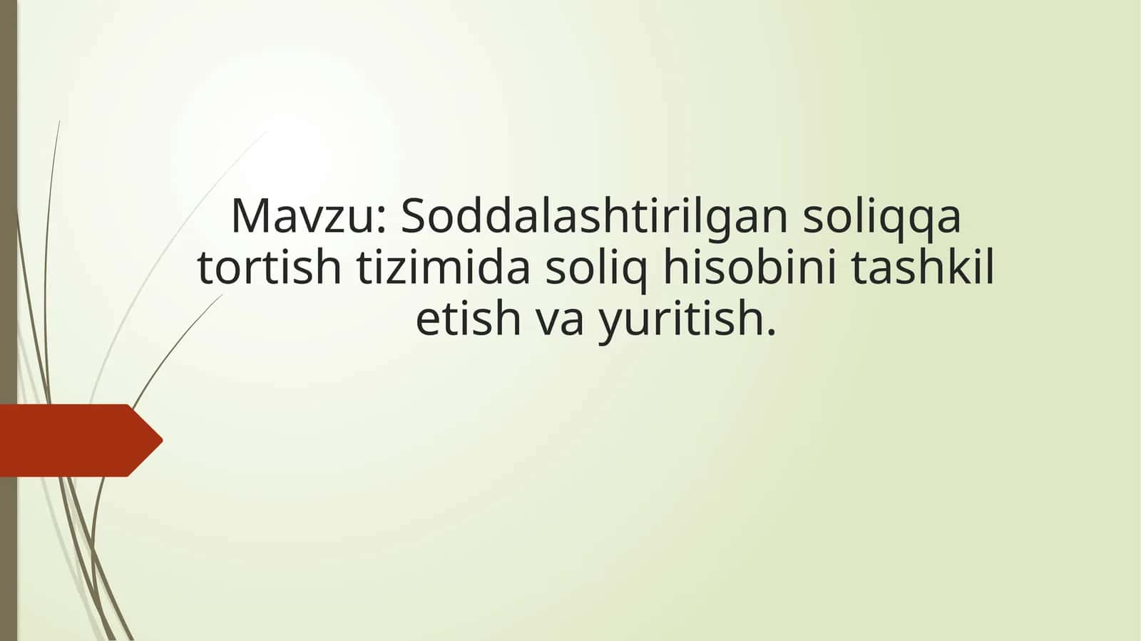 Soddalashtirilgan soliq-qator tizimida soliq hisobini tashkil etish va yuritish 1