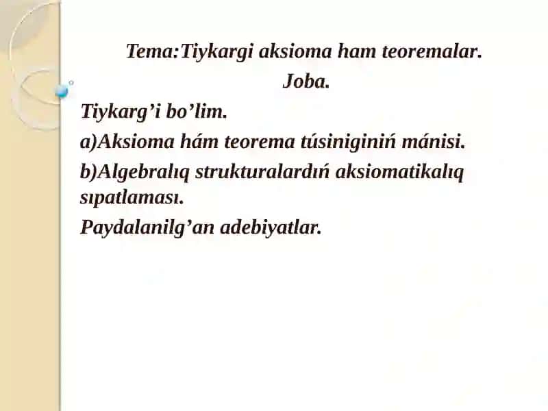 Aksioma hám teoremalar