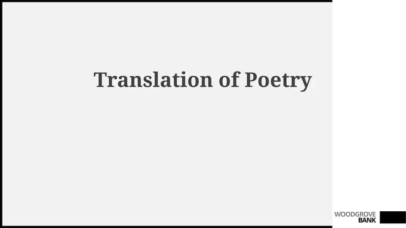 Translation of Poetry 1