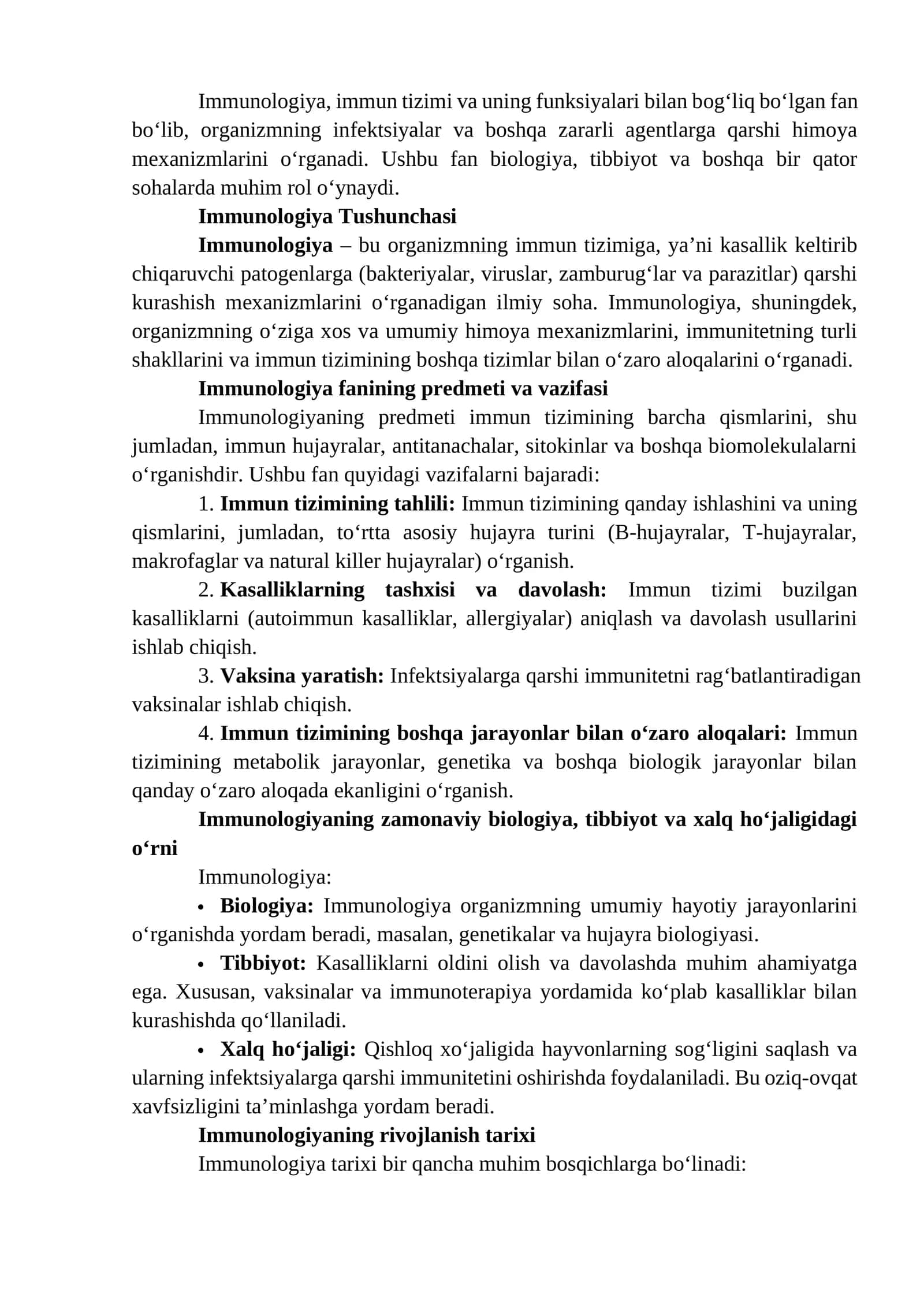 Immunologiya fanining predmeti va vazifasi 1