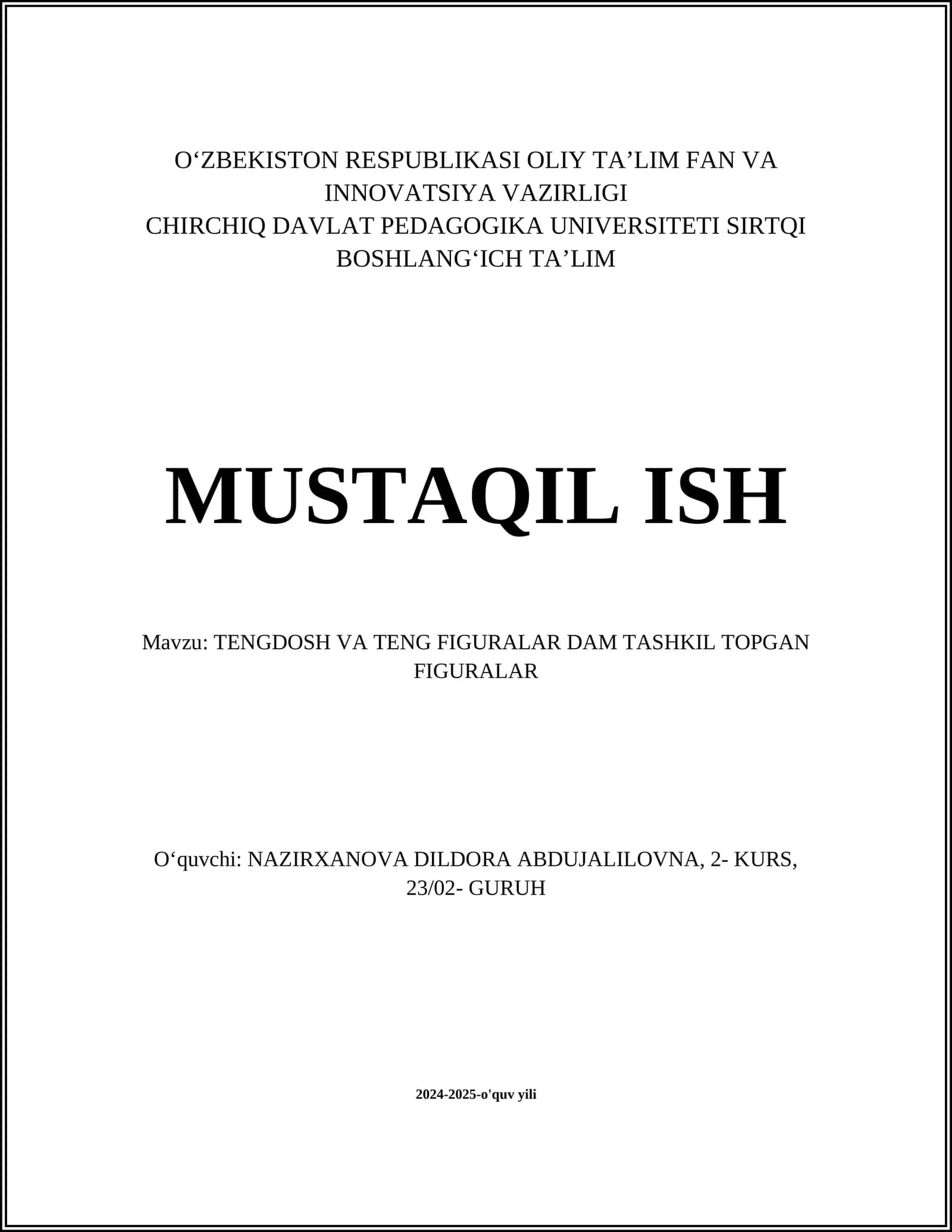 TENGDOSH VA TENG FIGURALAR DAM TASHKIL TOPGAN FIGURALAR 1