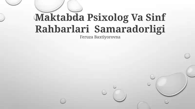 Maktabda Psixolog Va Sinf Rahbarlari Samaradorligi 1