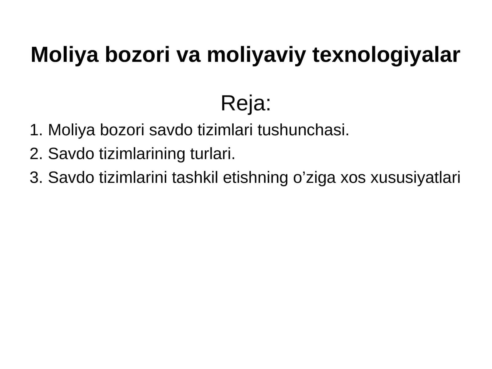 Moliya bozori va moliyaviy texnologiyalar 1